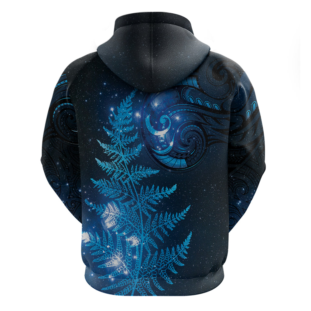 New Zealand Matariki Zip Hoodie Blue Milky Way Stars Night Sky