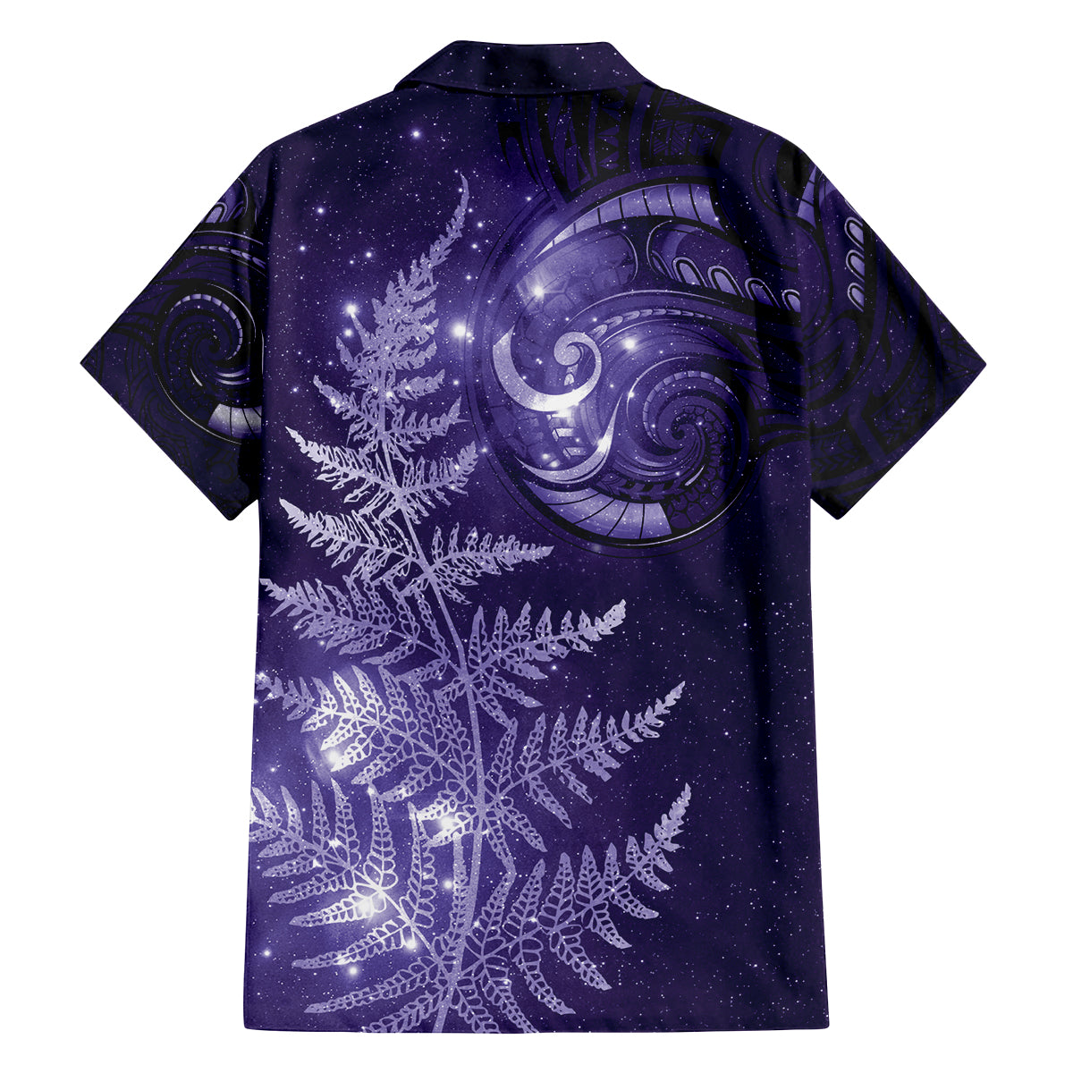 New Zealand Matariki Family Matching Off Shoulder Short Dress and Hawaiian Shirt Purple Milky Way Stars Night Sky