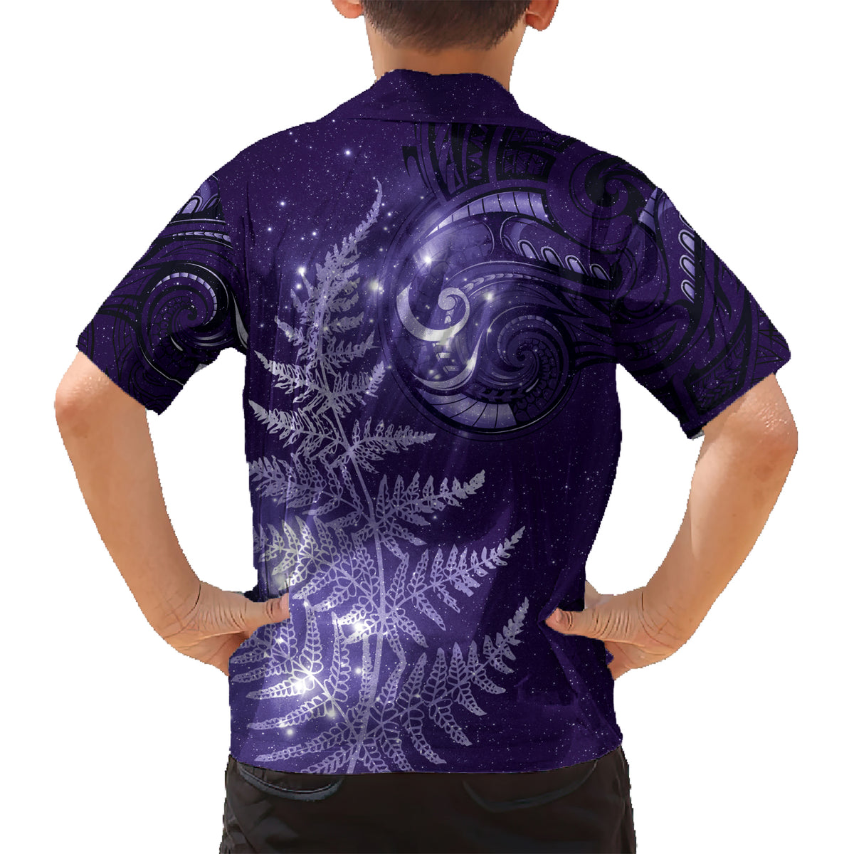New Zealand Matariki Hawaiian Shirt Purple Milky Way Stars Night Sky