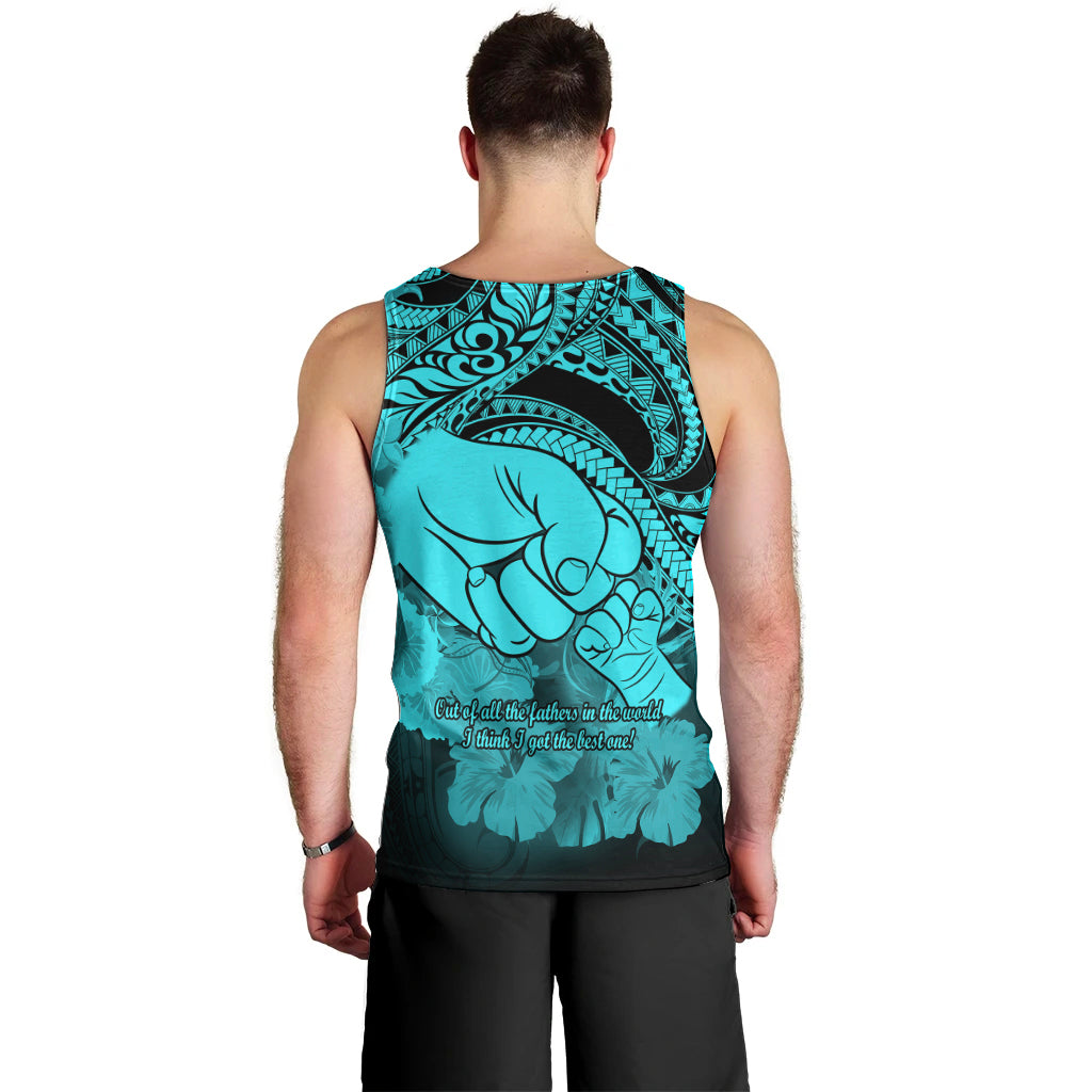 Polynesian Pride Happy Father Day Men Tank Top I Love You Dad - Polynesian Tribal Aqua LT9 - Polynesian Pride