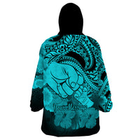 Personalised Polynesian Pride Happy Father Day Wearable Blanket Hoodie I Love You Dad - Polynesian Tribal Aqua LT9 - Polynesian Pride