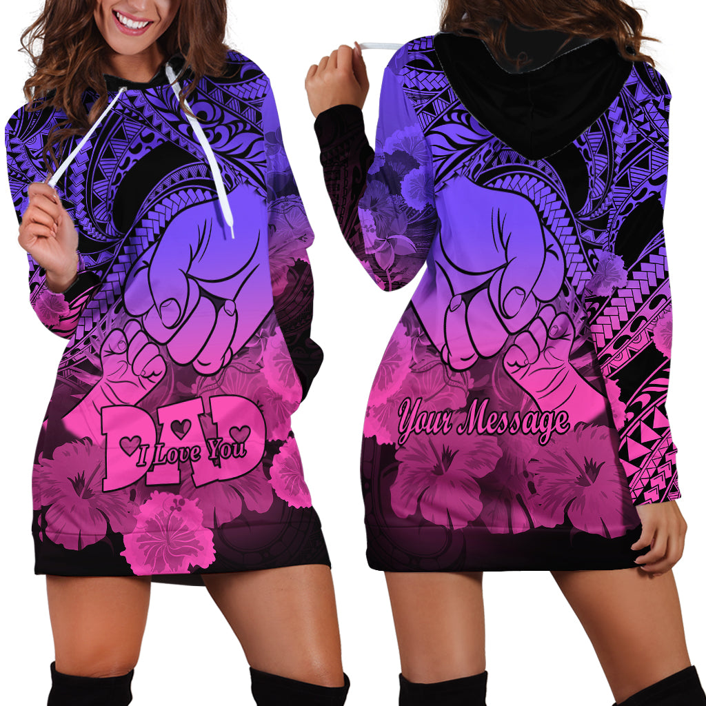 Personalised Polynesian Pride Happy Father Day Hoodie Dress I Love You Dad - Polynesian Tribal Gradient 2 LT9 - Polynesian Pride