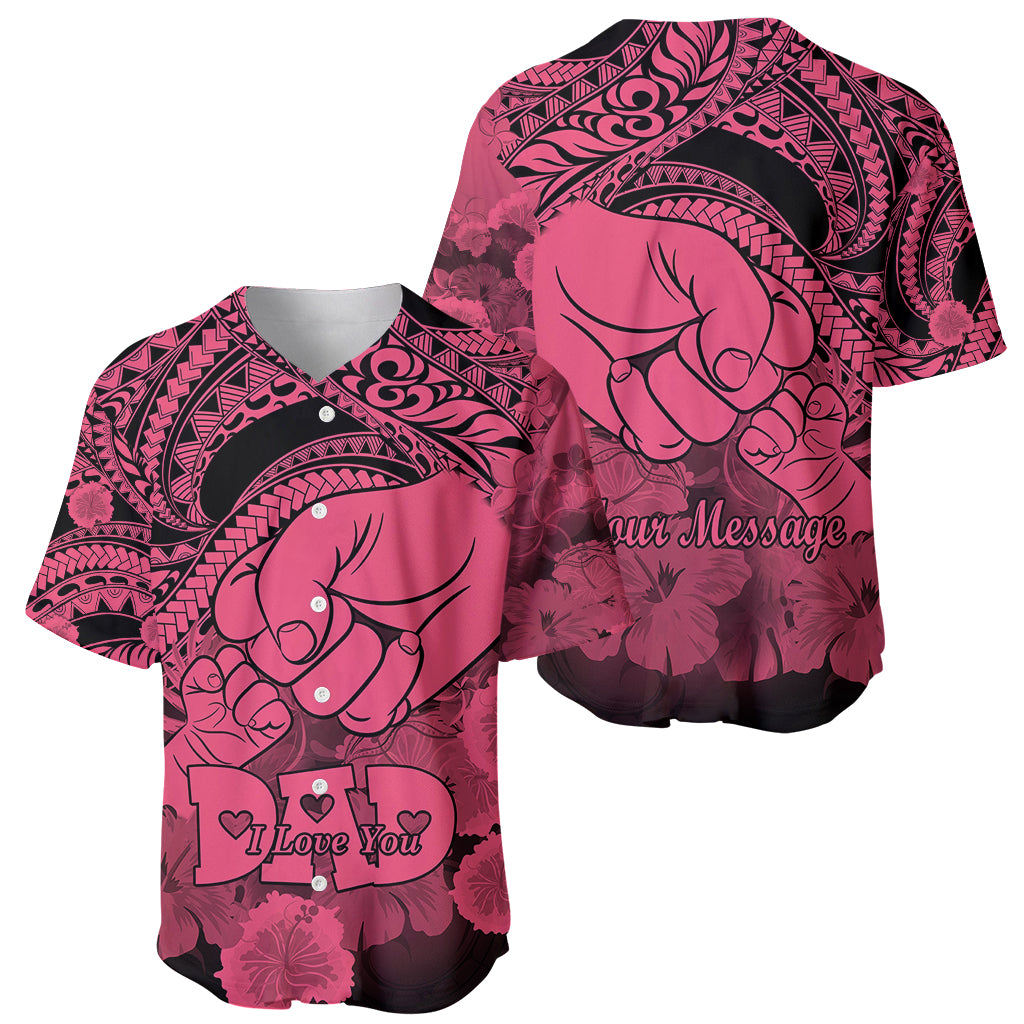 Personalised Polynesian Pride Happy Father Day Baseball Jersey I Love You Dad - Polynesian Tribal Pink LT9 - Polynesian Pride