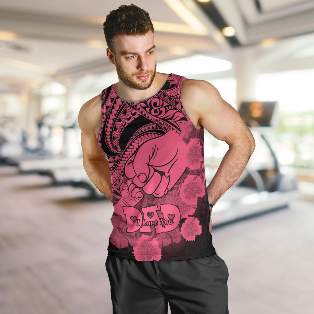 Personalised Polynesian Pride Happy Father Day Men Tank Top I Love You Dad - Polynesian Tribal Pink LT9 - Polynesian Pride