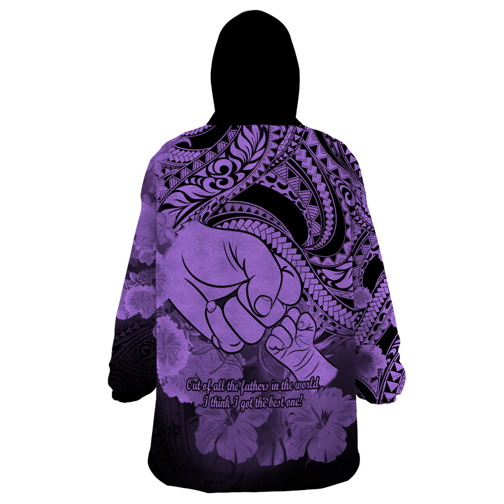Polynesian Pride Happy Father Day Wearable Blanket Hoodie I Love You Dad - Polynesian Tribal Purple LT9 - Polynesian Pride