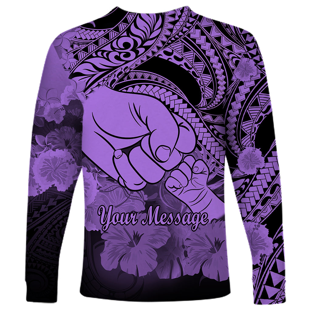 Personalised Polynesian Pride Happy Father Day Long Sleeve Shirt I Love You Dad - Polynesian Tribal Purple LT9 - Polynesian Pride