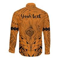 Personalised Polynesian Father's Day Gift For Dad Long Sleeve Button Shirt Super Father In The World - Gold Polynesian Pattern LT9 - Polynesian Pride