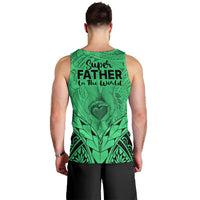 Polynesian Father's Day Gift For Dad Men Tank Top Super Father In The World - Green Polynesian Pattern LT9 - Polynesian Pride