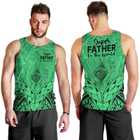 Polynesian Father's Day Gift For Dad Men Tank Top Super Father In The World - Green Polynesian Pattern LT9 - Polynesian Pride