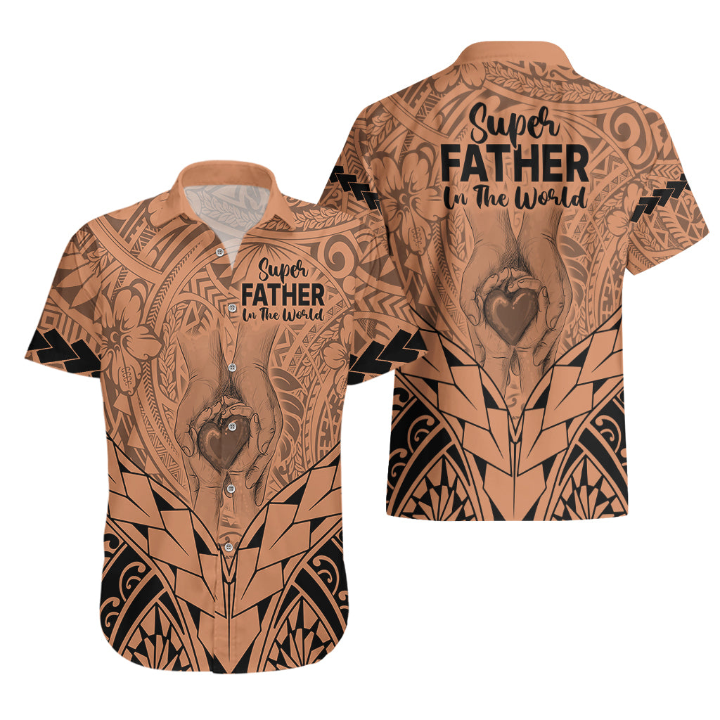 Polynesian Father's Day Gift For Dad Hawaiian Shirt Super Father In The World - Nude Polynesian Pattern LT9 - Polynesian Pride