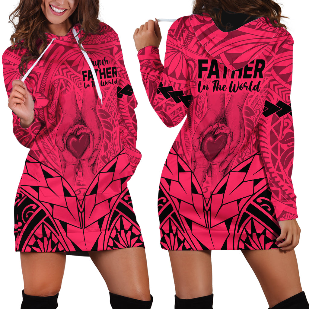 Polynesian Father's Day Gift For Dad Hoodie Dress Super Father In The World - Pink Polynesian Pattern LT9 - Polynesian Pride