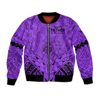 Polynesian Father's Day Gift For Dad Bomber Jacket Super Father In The World - Purple Polynesian Pattern LT9 Unisex Purple - Polynesian Pride