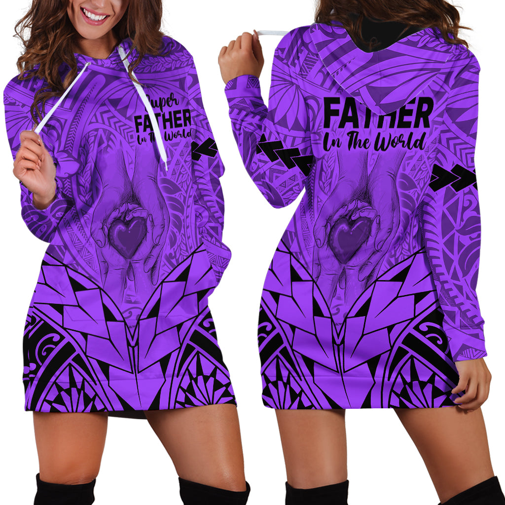 Polynesian Father's Day Gift For Dad Hoodie Dress Super Father In The World - Purple Polynesian Pattern LT9 - Polynesian Pride