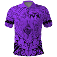 Polynesian Fathers Day Gift For Dad Polo Shirt Super Father In The World Purple Polynesian Pattern LT9 Purple - Polynesian Pride
