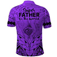 Polynesian Fathers Day Gift For Dad Polo Shirt Super Father In The World Purple Polynesian Pattern LT9 - Polynesian Pride
