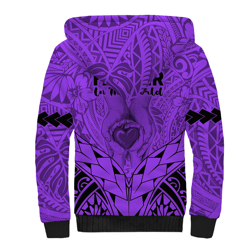 Polynesian Father's Day Gift For Dad Sherpa Hoodie Super Father In The World - Purple Polynesian Pattern LT9 - Polynesian Pride