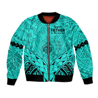 Polynesian Father's Day Gift For Dad Bomber Jacket Super Father In The World - Turquoise Polynesian Pattern LT9 Unisex Turquoise - Polynesian Pride