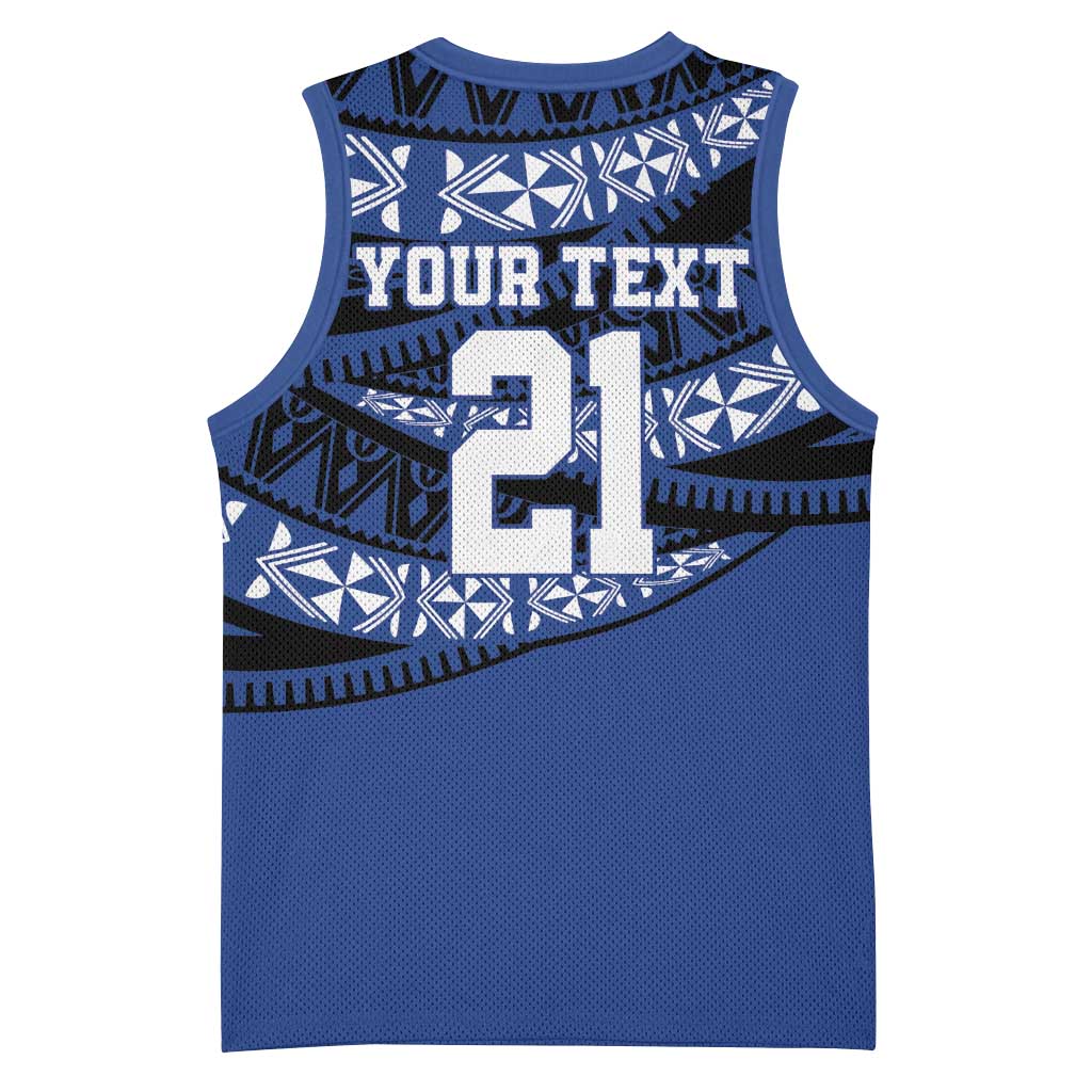 Fiji Rugby Pacific Custom Basketball Jersey Pasifika Tapa Pattern - Polynesian Pride