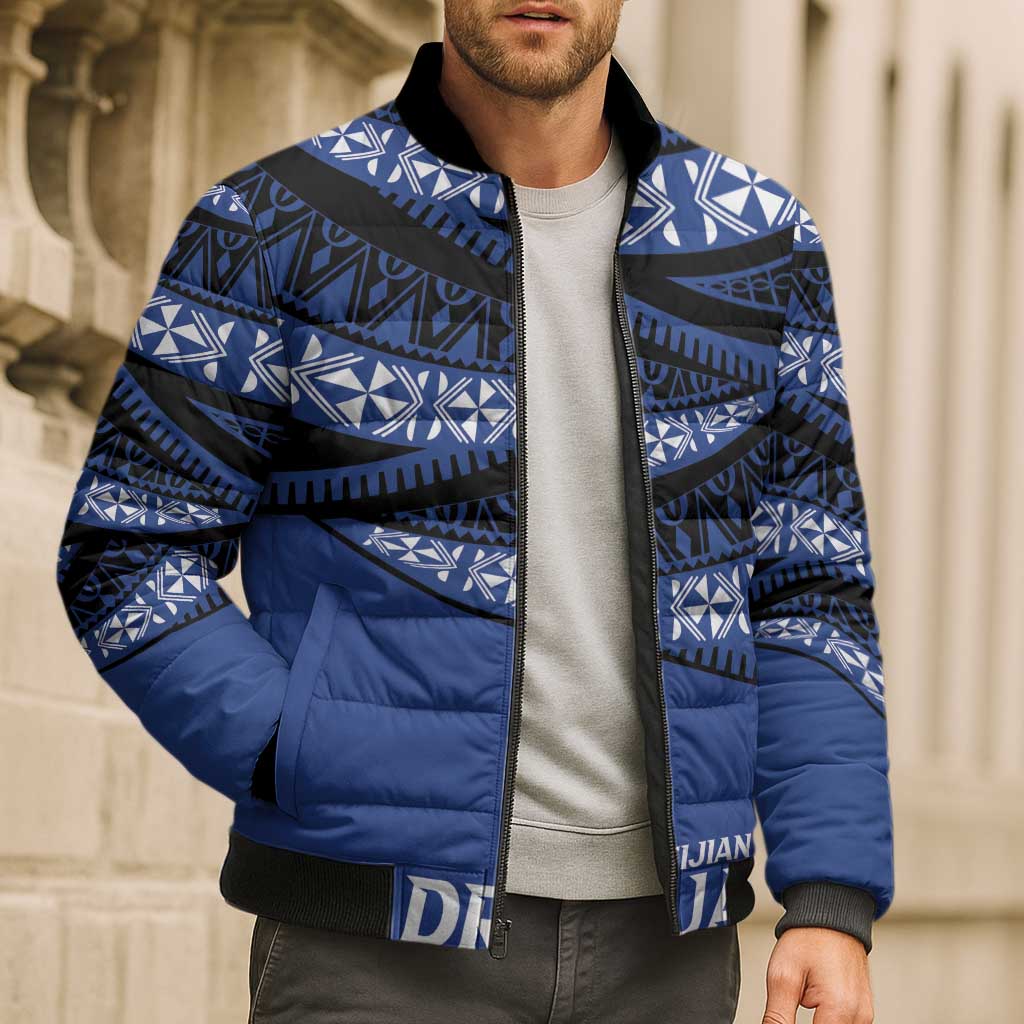 Fiji Rugby Pacific Custom Bomber Puffer Jacket Pasifika Tapa Pattern - Polynesian Pride