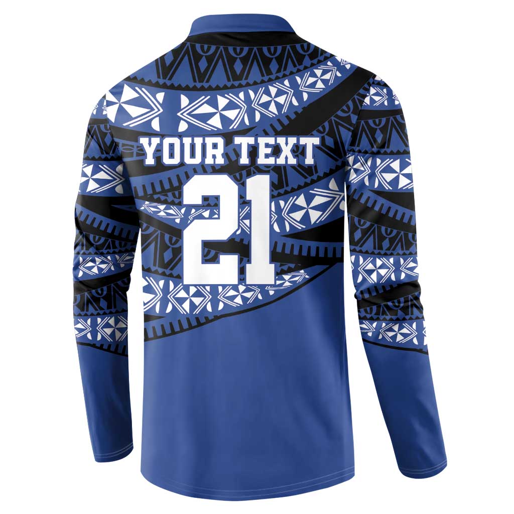 Fiji Rugby Pacific Custom Button Sweatshirt Pasifika Tapa Pattern