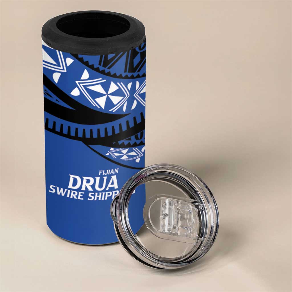 Fiji Rugby Pacific Custom 4 in 1 Can Cooler Tumbler Pasifika Tapa Pattern