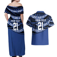 Fiji Rugby Pacific Custom Couples Matching Off Shoulder Maxi Dress and Hawaiian Shirt Pasifika Tapa Pattern