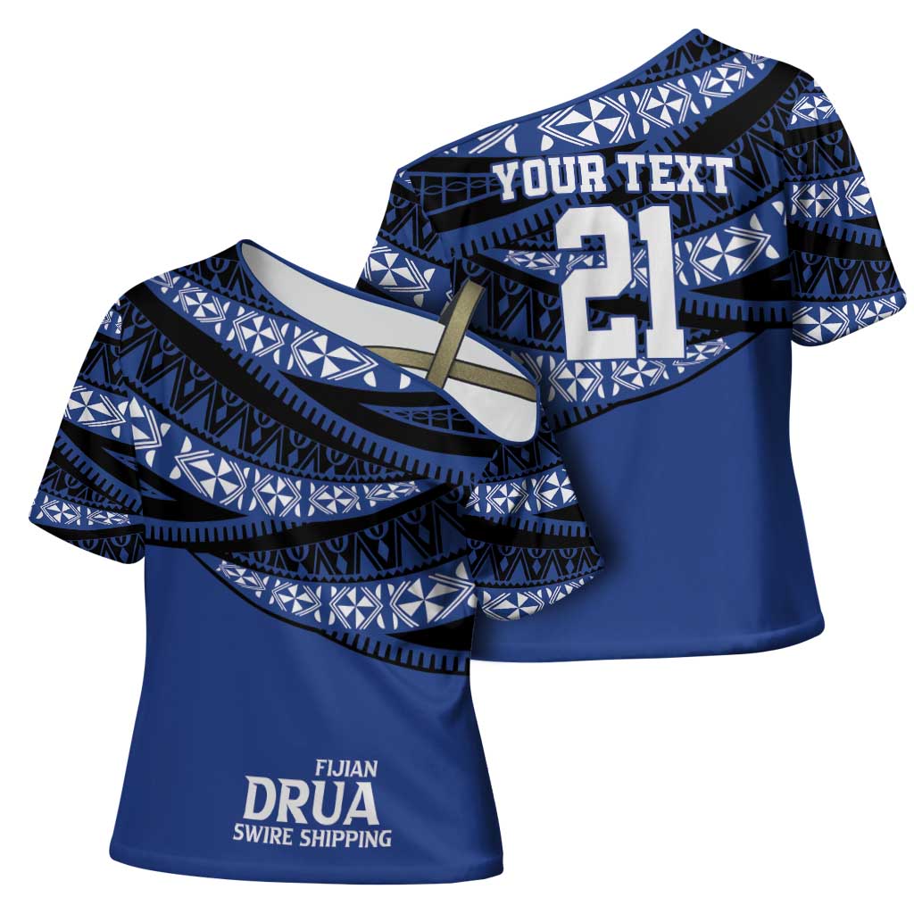 Fiji Rugby Pacific Custom Cross Shoulder Shirt Pasifika Tapa Pattern - Polynesian Pride