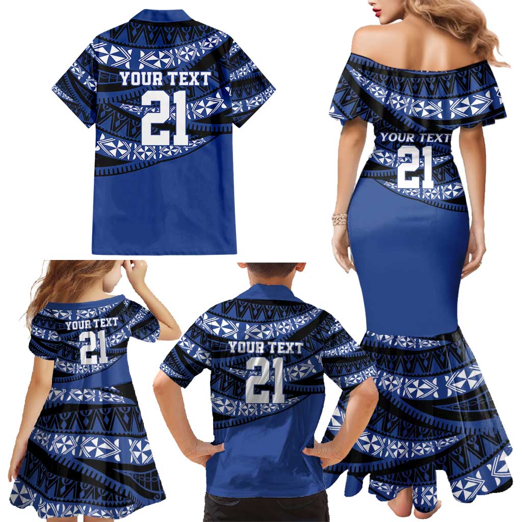 Fiji Rugby Pacific Custom Family Matching Mermaid Dress and Hawaiian Shirt Pasifika Tapa Pattern