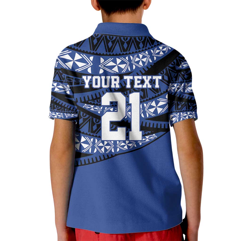 Fiji Rugby Pacific Custom Kid Polo Shirt Pasifika Tapa Pattern