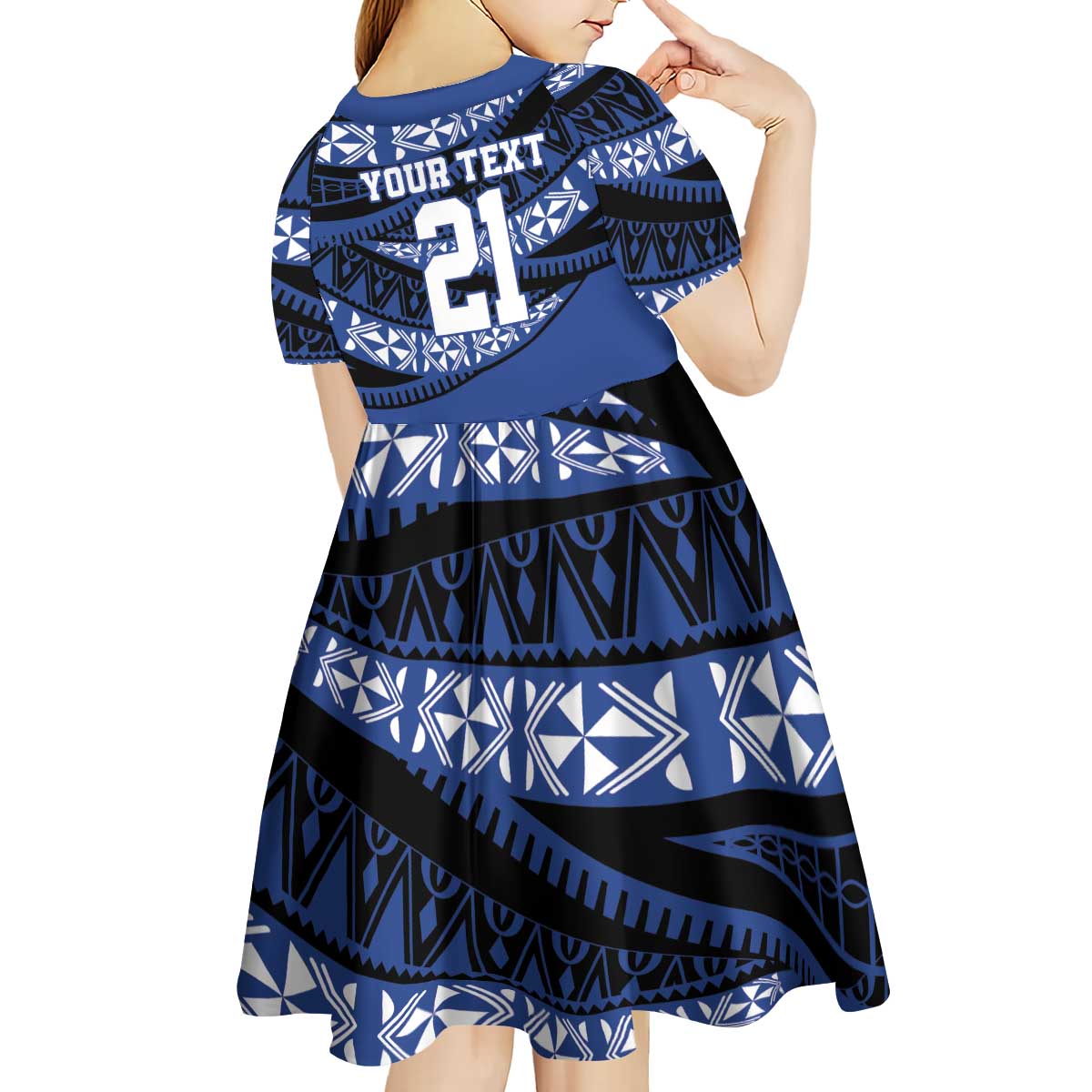 Fiji Rugby Pacific Custom Kid Short Sleeve Dress Pasifika Tapa Pattern