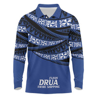 Fiji Rugby Pacific Custom Long Sleeve Polo Shirt Pasifika Tapa Pattern