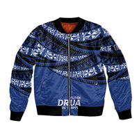 Fiji Rugby Pacific Custom Sleeve Zip Bomber Jacket Pasifika Tapa Pattern