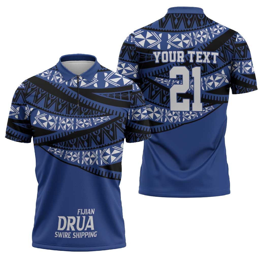 Fiji Rugby Pacific Custom Zipper Polo Shirt Pasifika Tapa Pattern - Polynesian Pride