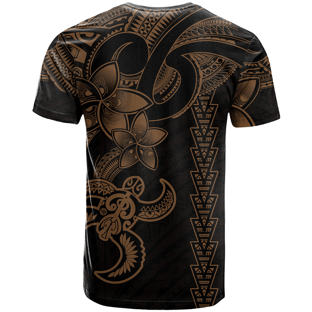 Hawaiian Tribal T Shirt Polynesian Kakau Turtle Gold LT9 - Polynesian Pride
