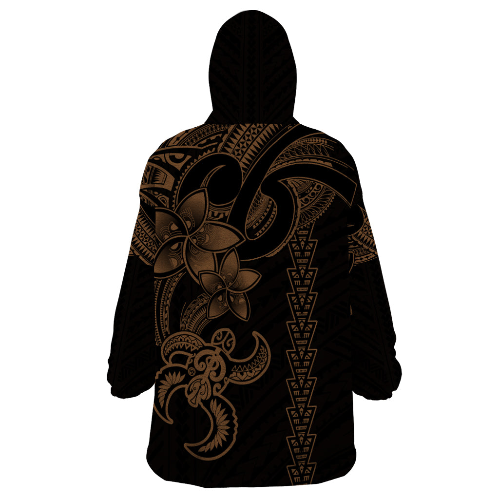 Hawaiian Tribal Wearable Blanket Hoodie Polynesian Kakau Turtle - Gold LT9 - Polynesian Pride
