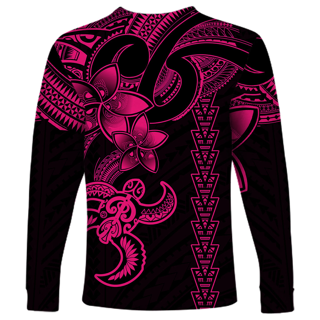 Hawaiian Tribal Long Sleeve Shirt Polynesian Kakau Turtle - Pink LT9 - Polynesian Pride