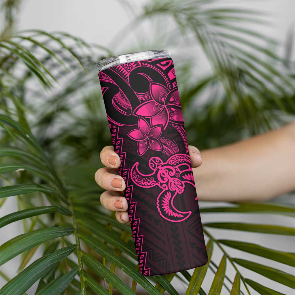 Pink Hawaiian Kakau Turtle Skinny Tumbler Polynesian Tribal