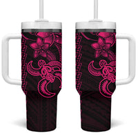 Pink Hawaiian Kakau Turtle Tumbler With Handle Polynesian Tribal