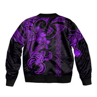 Hawaiian Tribal Bomber Jacket Polynesian Kakau Turtle - Purple LT9 - Polynesian Pride