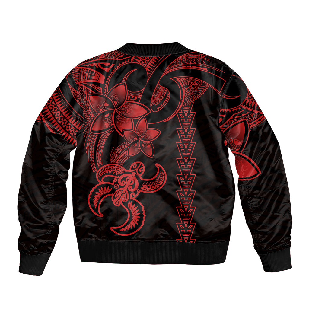 Hawaiian Tribal Bomber Jacket Polynesian Kakau Turtle - Red LT9 - Polynesian Pride