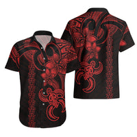 Hawaiian Tribal Hawaiian Shirt Polynesian Kakau Turtle - Red LT9 - Polynesian Pride