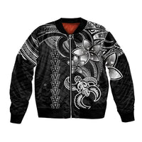 Hawaiian Tribal Bomber Jacket Polynesian Kakau Turtle - White LT9 Unisex White - Polynesian Pride