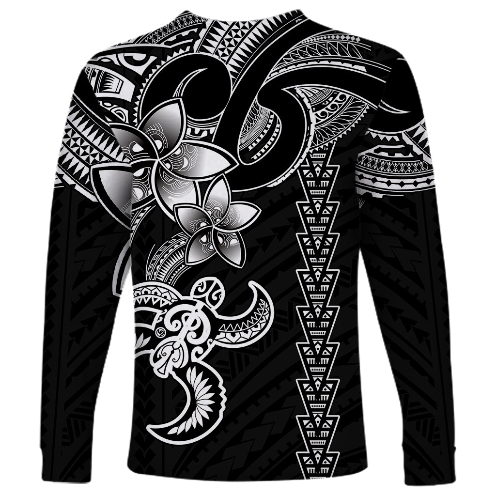 Hawaiian Tribal Long Sleeve Shirt Polynesian Kakau Turtle - White LT9 - Polynesian Pride