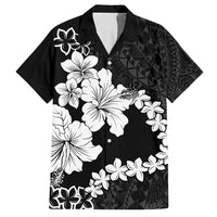 American Samoa Lotu Tamaiti Family Matching Long Sleeve Bodycon Dress and Hawaiian Shirt White Sunday Plumeria Black Vibe LT9 Dad's Shirt - Short Sleeve Black - Polynesian Pride