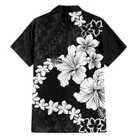 American Samoa Lotu Tamaiti Family Matching Long Sleeve Bodycon Dress and Hawaiian Shirt White Sunday Plumeria Black Vibe LT9 - Polynesian Pride