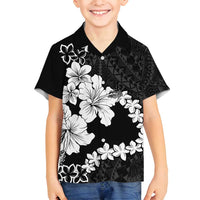 American Samoa Lotu Tamaiti Family Matching Long Sleeve Bodycon Dress and Hawaiian Shirt White Sunday Plumeria Black Vibe LT9 Son's Shirt Black - Polynesian Pride