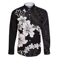 American Samoa Lotu Tamaiti Family Matching Off The Shoulder Long Sleeve Dress and Hawaiian Shirt White Sunday Plumeria Black Vibe