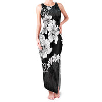 American Samoa Lotu Tamaiti Family Matching Tank Maxi Dress and Hawaiian Shirt White Sunday Plumeria Black Vibe