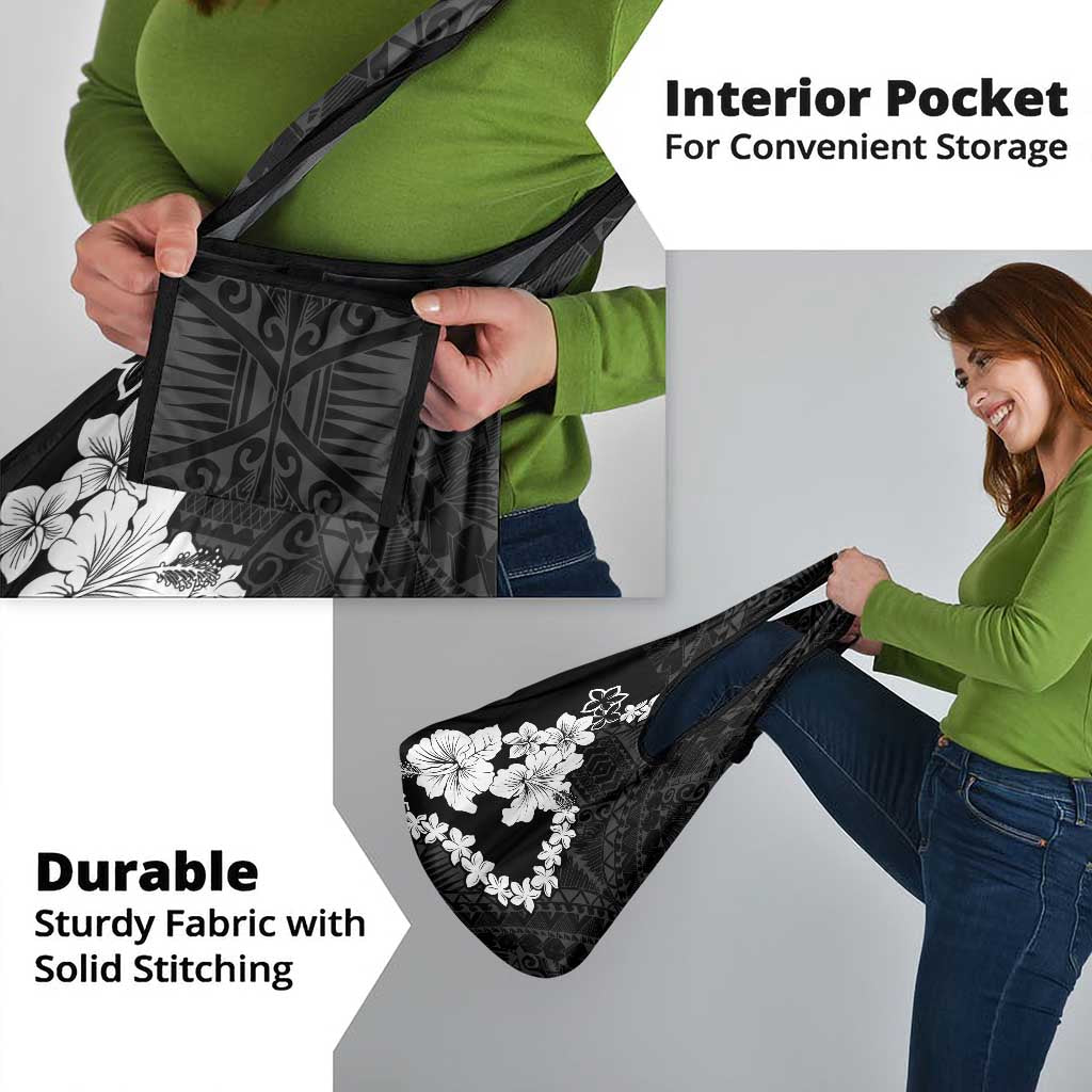 American Samoa Lotu Tamaiti Grocery Bag White Sunday Plumeria Black Vibe