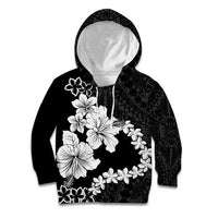 American Samoa Lotu Tamaiti Kid Hoodie White Sunday Plumeria Black Vibe